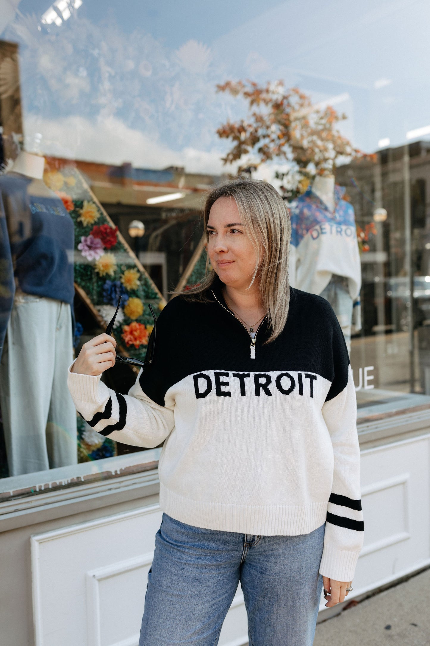 Detroit Quarter Zip Knit Sweater