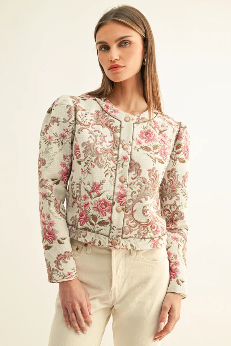 Jaliyah Jacquard Floral Jacket