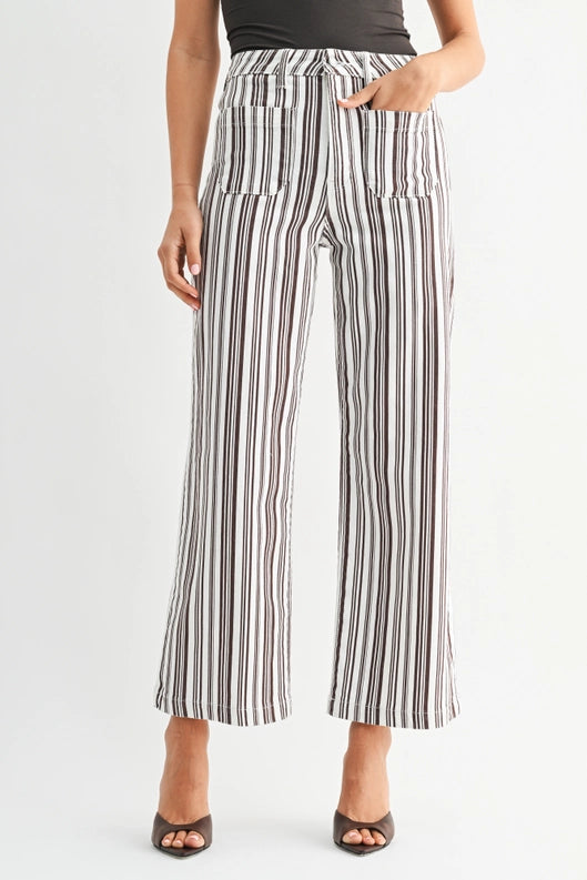 Julianna Patch Pocket Jeans Brown Stripe