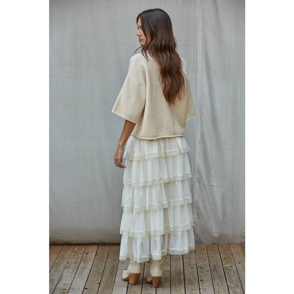Kelsey Quarter Sleeve Cardigan  in Cream
