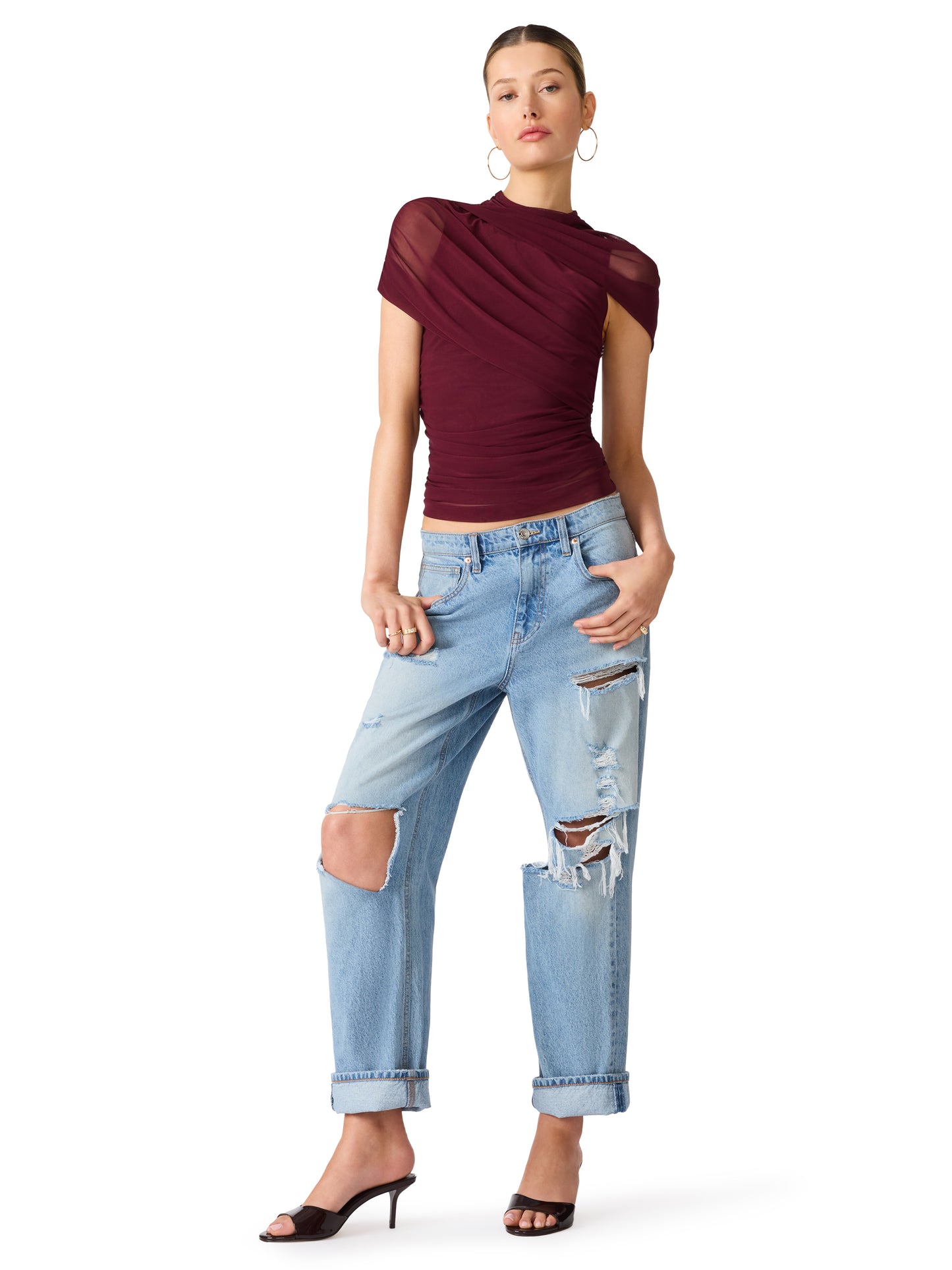 Kerry Mesh Top in Deep Fig