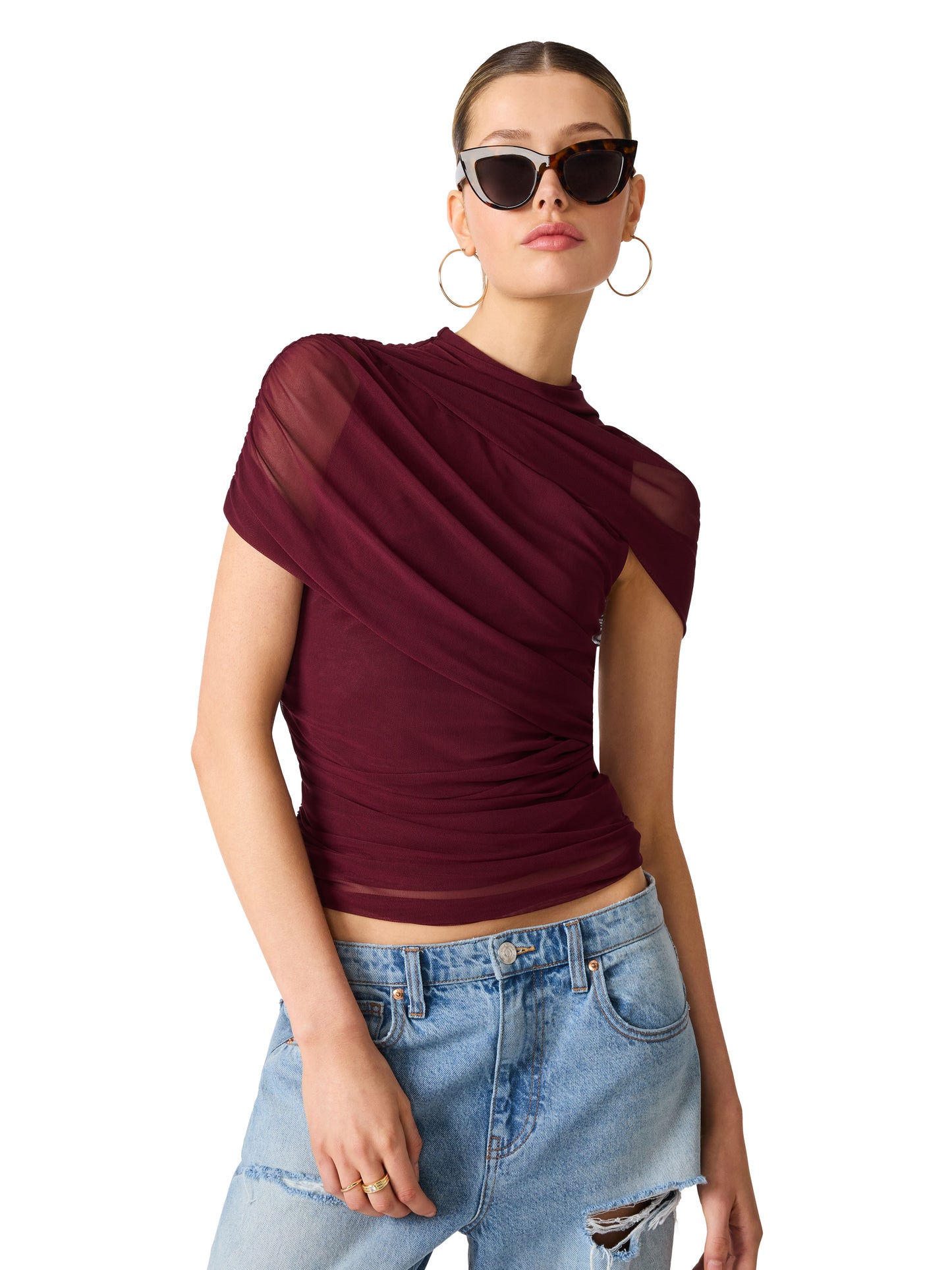 Kerry Mesh Top in Deep Fig