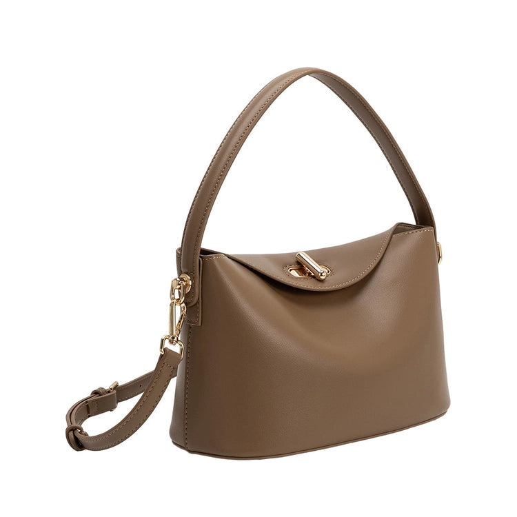 Lana Recycled Vegan Leather Crossbody Bag in Taupe