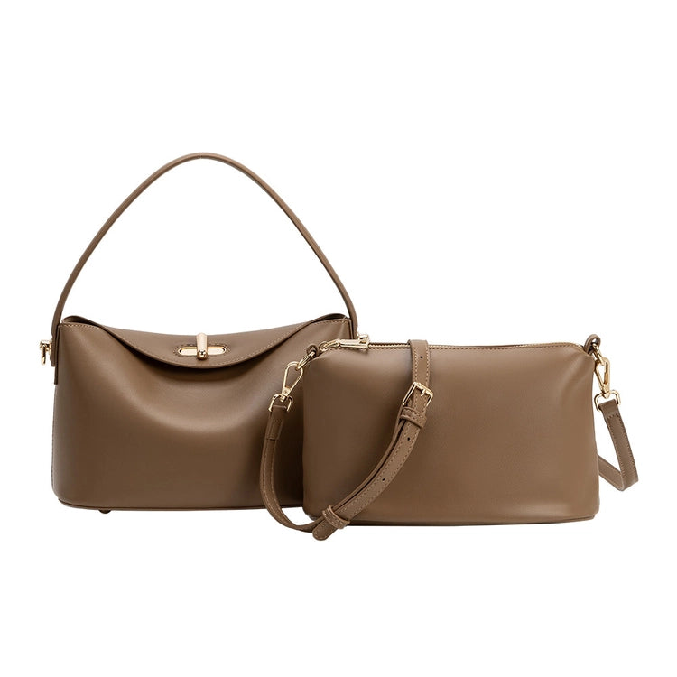 Lana Recycled Vegan Leather Crossbody Bag in Taupe