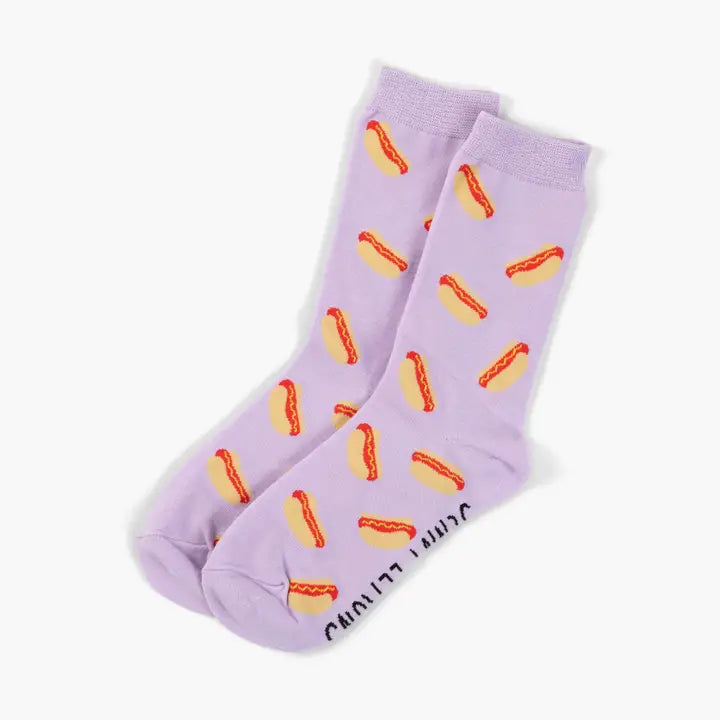 Lavender Hot Dog Crew Socks