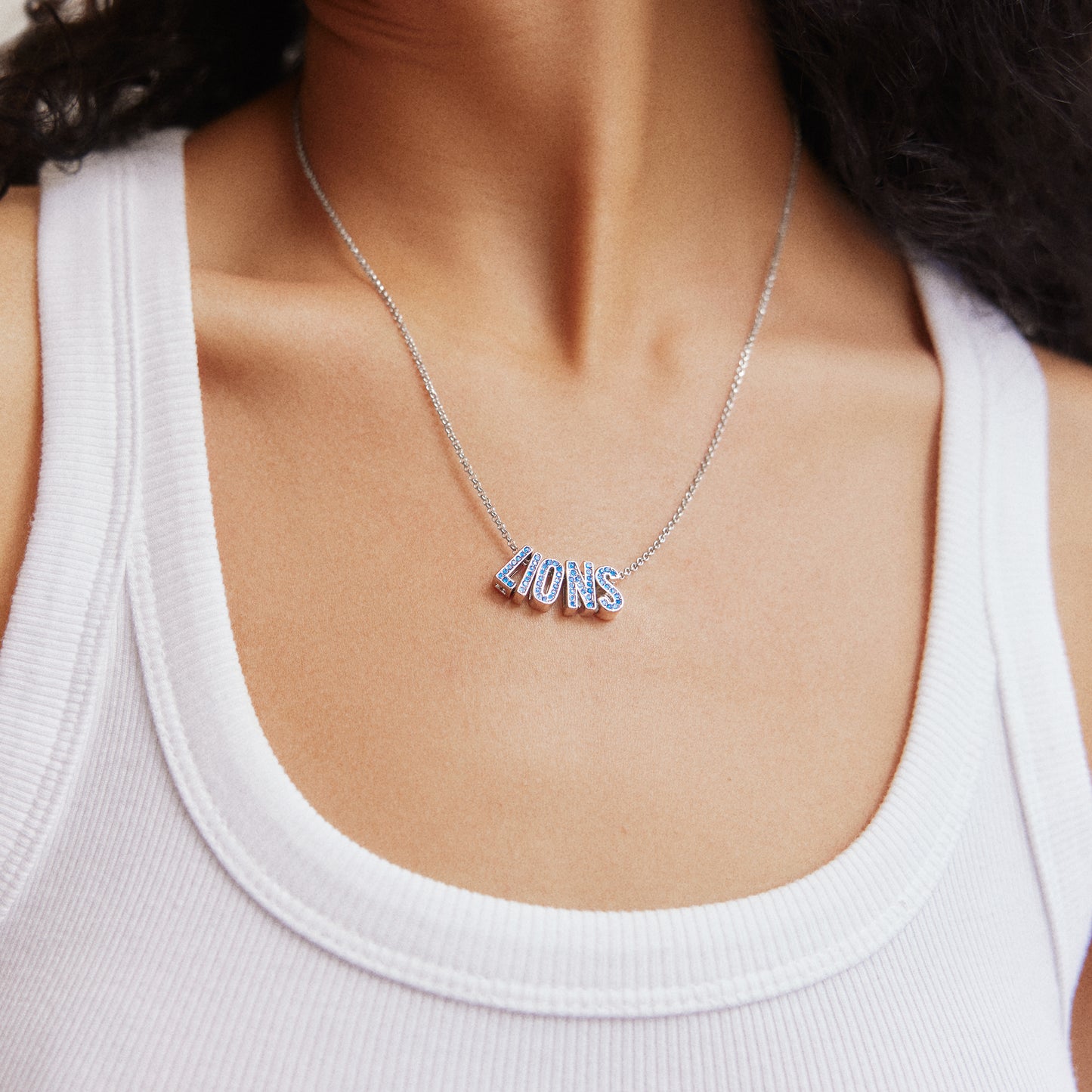Detriot Lions Pave Necklace