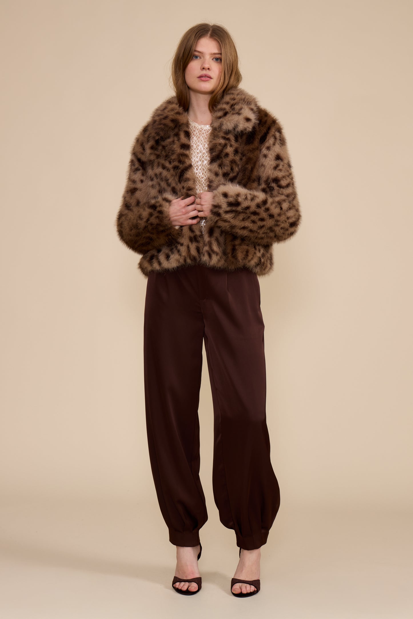 Janey Satin Pants in Brown