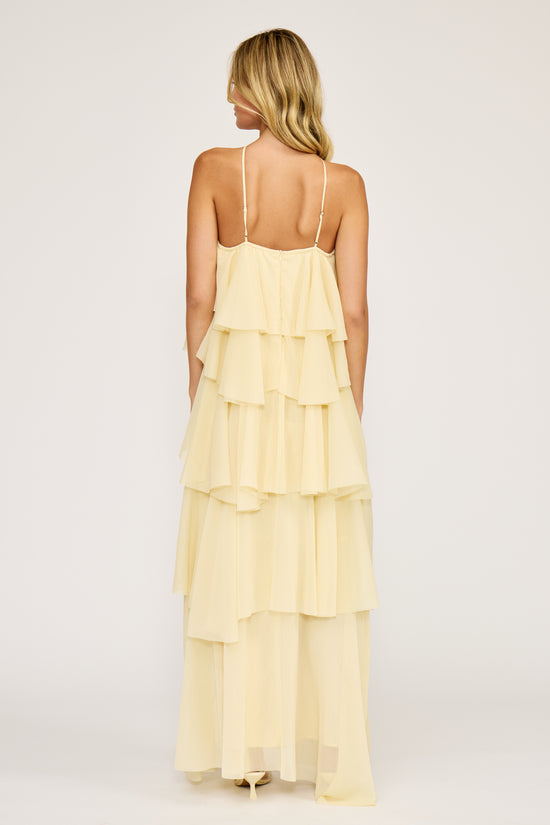 yellow maxi ruffle dress Emery Ruffle Maxi Dress – Ferne Boutique