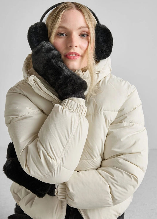 Mad Hatter Faux-Fur Mittens Black