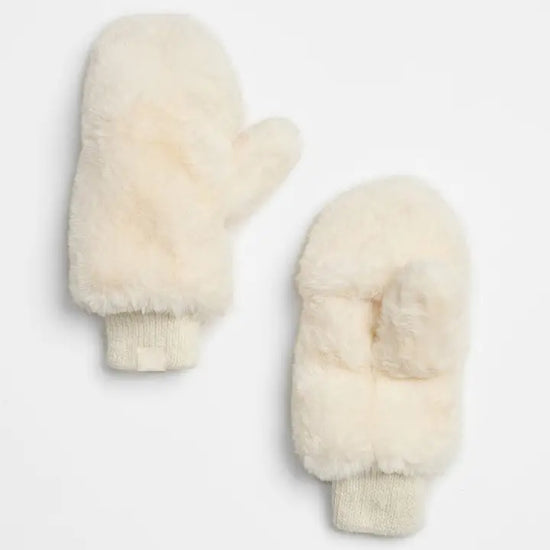 Mad Hatter Faux-Fur Mittens Ivory
