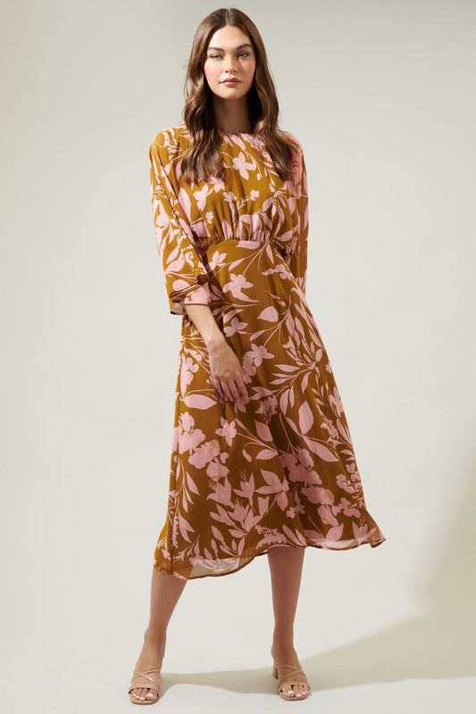 Load image into Gallery viewer, Magnolia Floral Midi Dress
