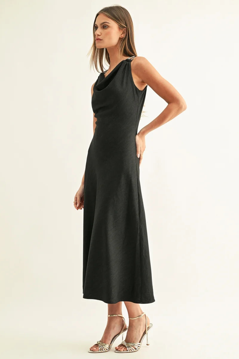 Makenna Beaded Chambray Midi Dress