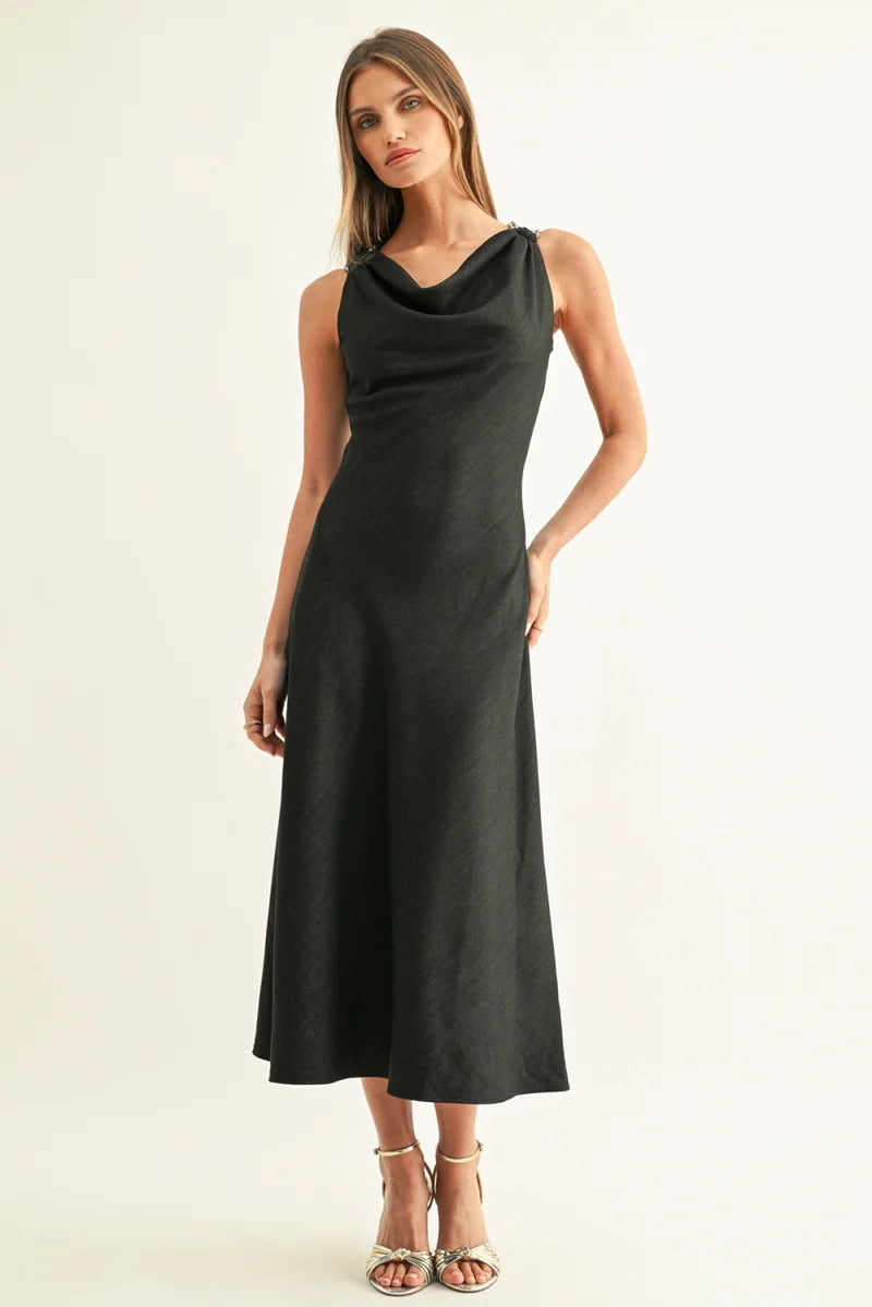 Makenna Beaded Chambray Midi Dress