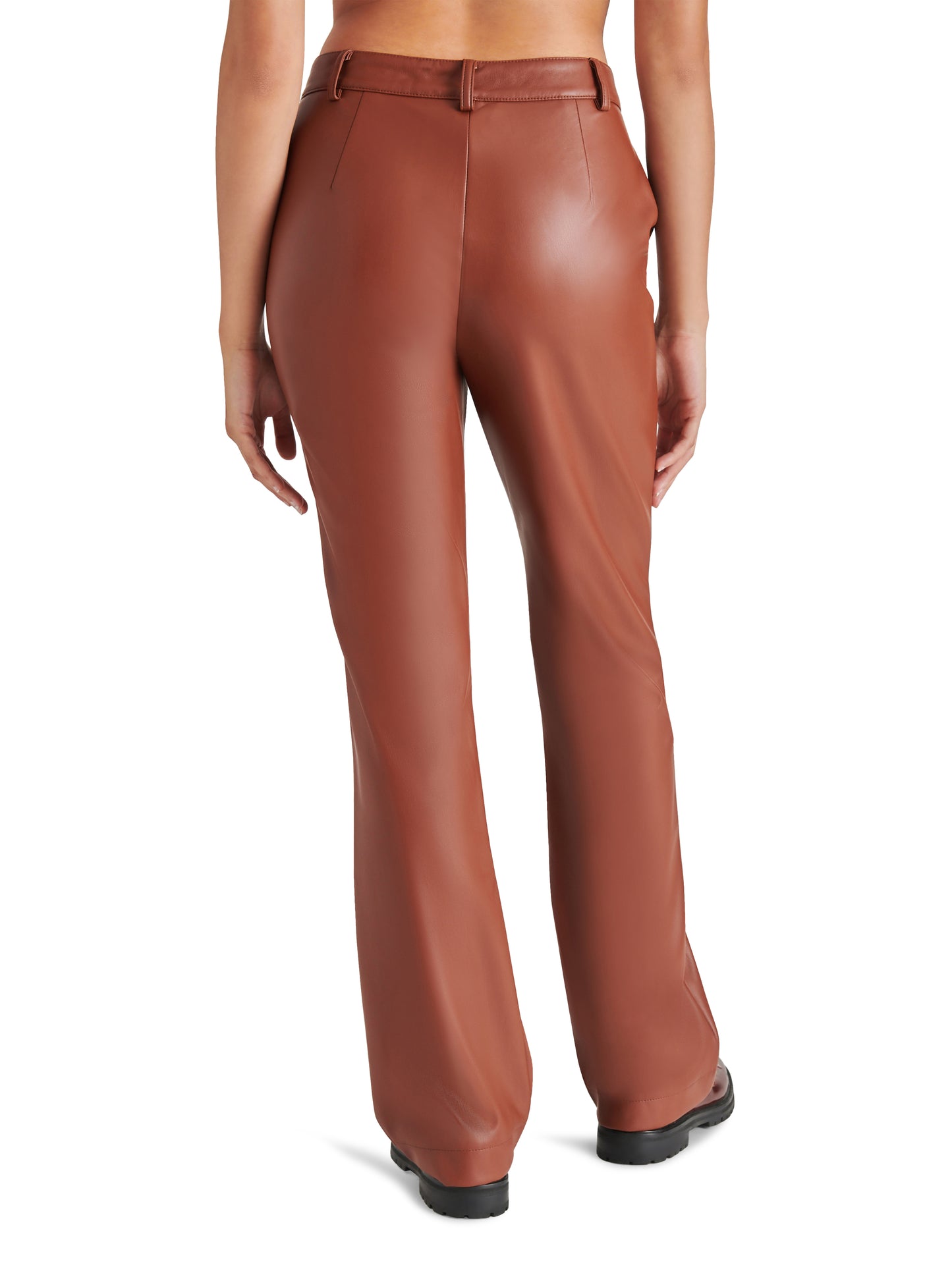 MERCER Faux Leather Pant Cognac  Women's Straight Leg Trousers