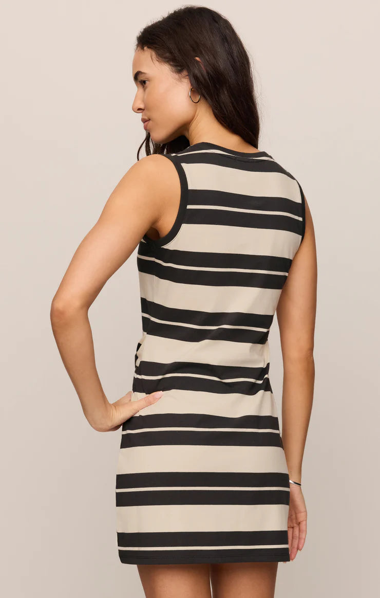 Mattie Striped Mini Dress in Ash Black