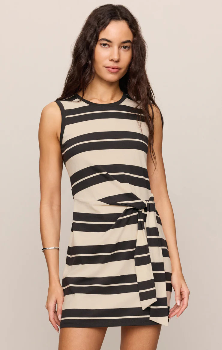 Mattie Striped Mini Dress in Ash Black