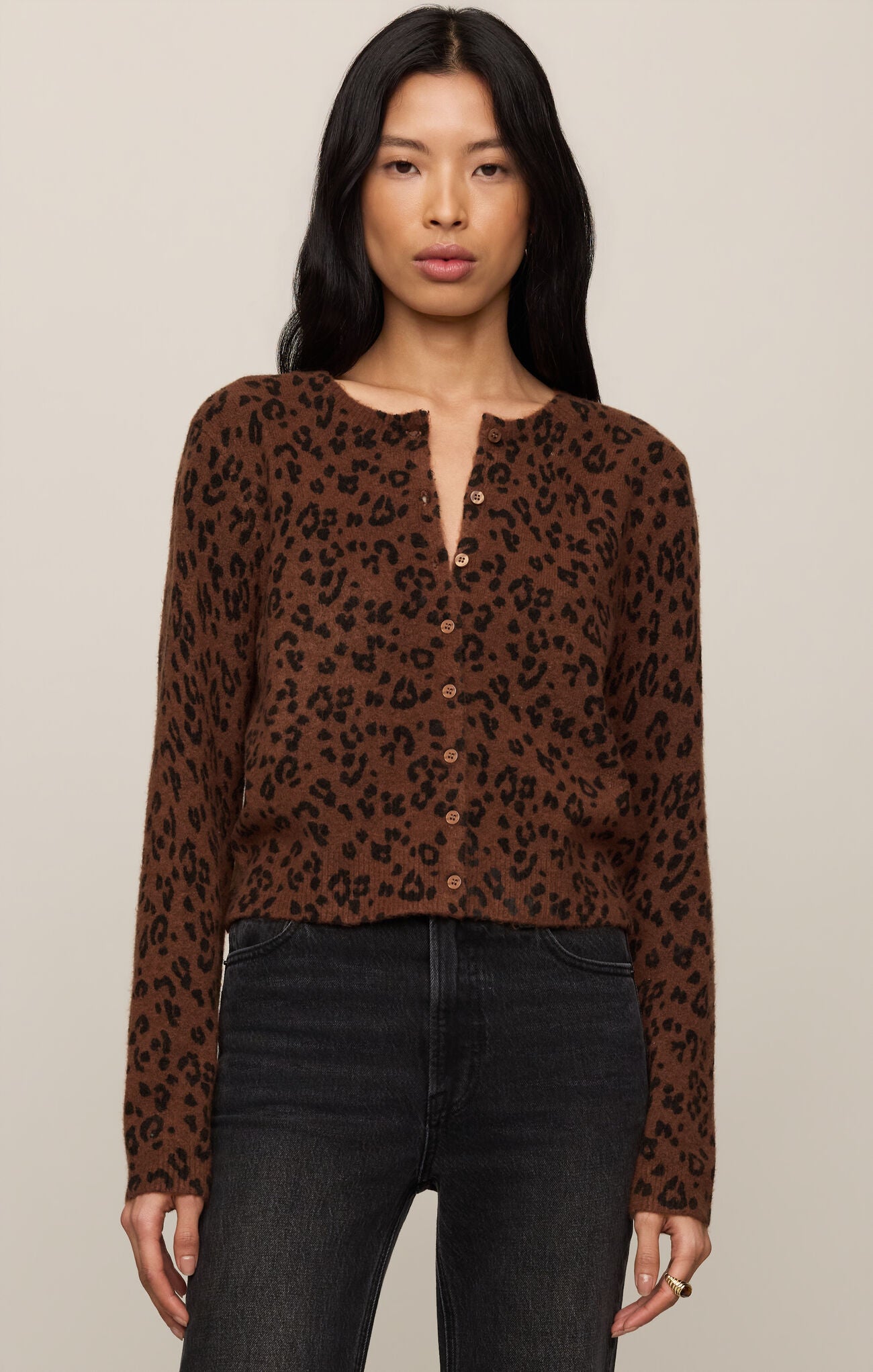 Medina Leopard Cardigan in Burnt Umber