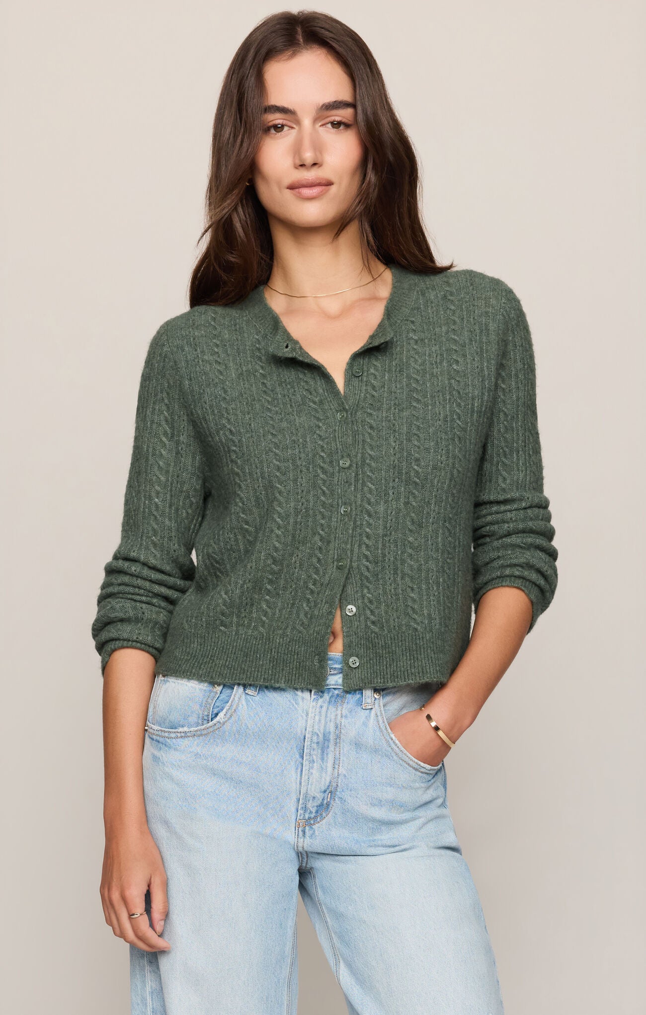 Medina Pointelle Cardigan in Monstera