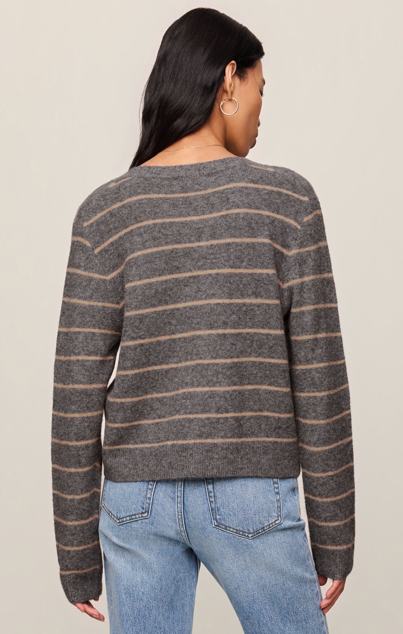 Medina Stripe Cardigan in Charcoal Heather