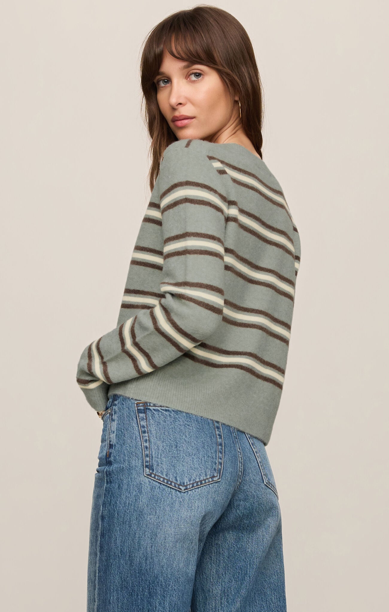 Medina Stripe Cardigan in Aqua Cloud