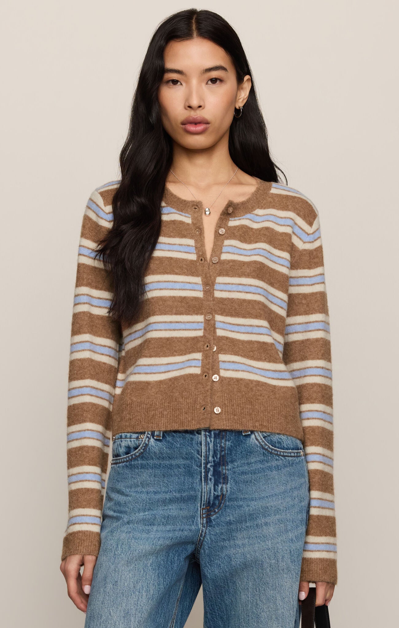 Medina Stripe Cardigan in Golden Caramel