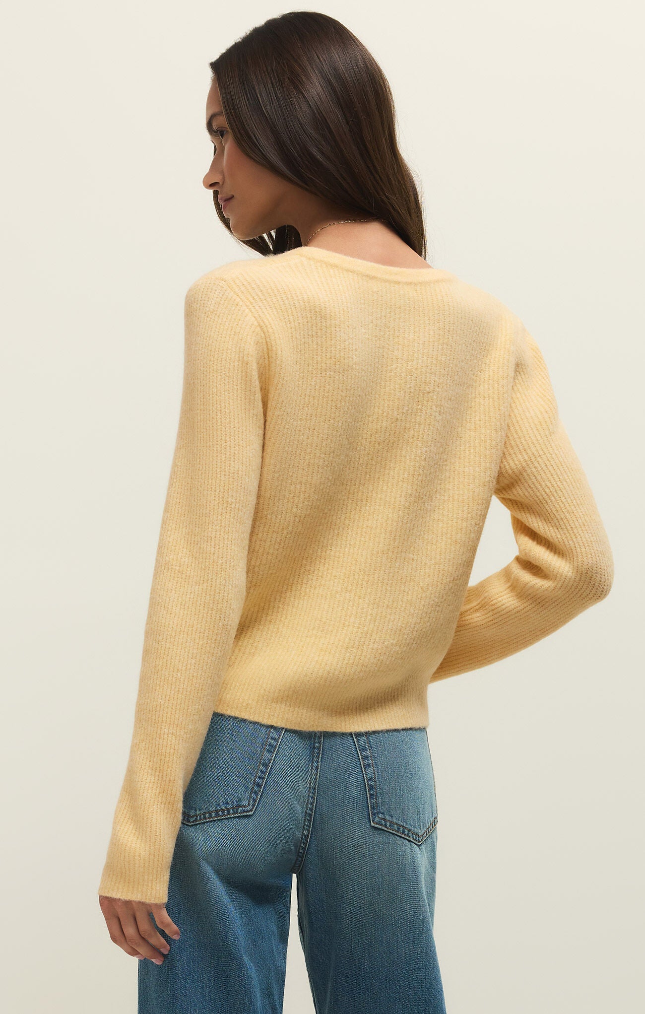 Medina Rib Cardigan in Custard
