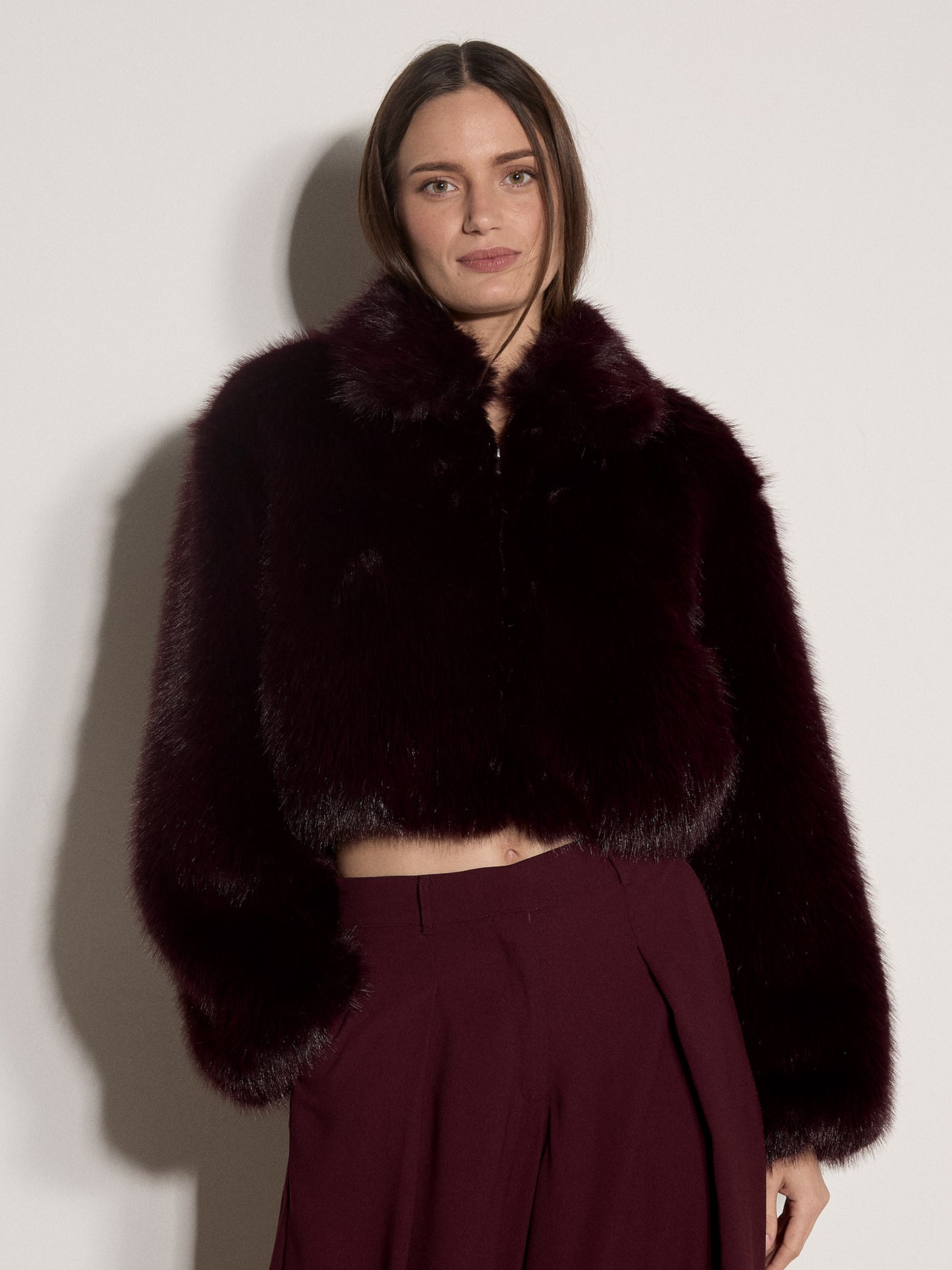 Merlot Faux Fur Coat