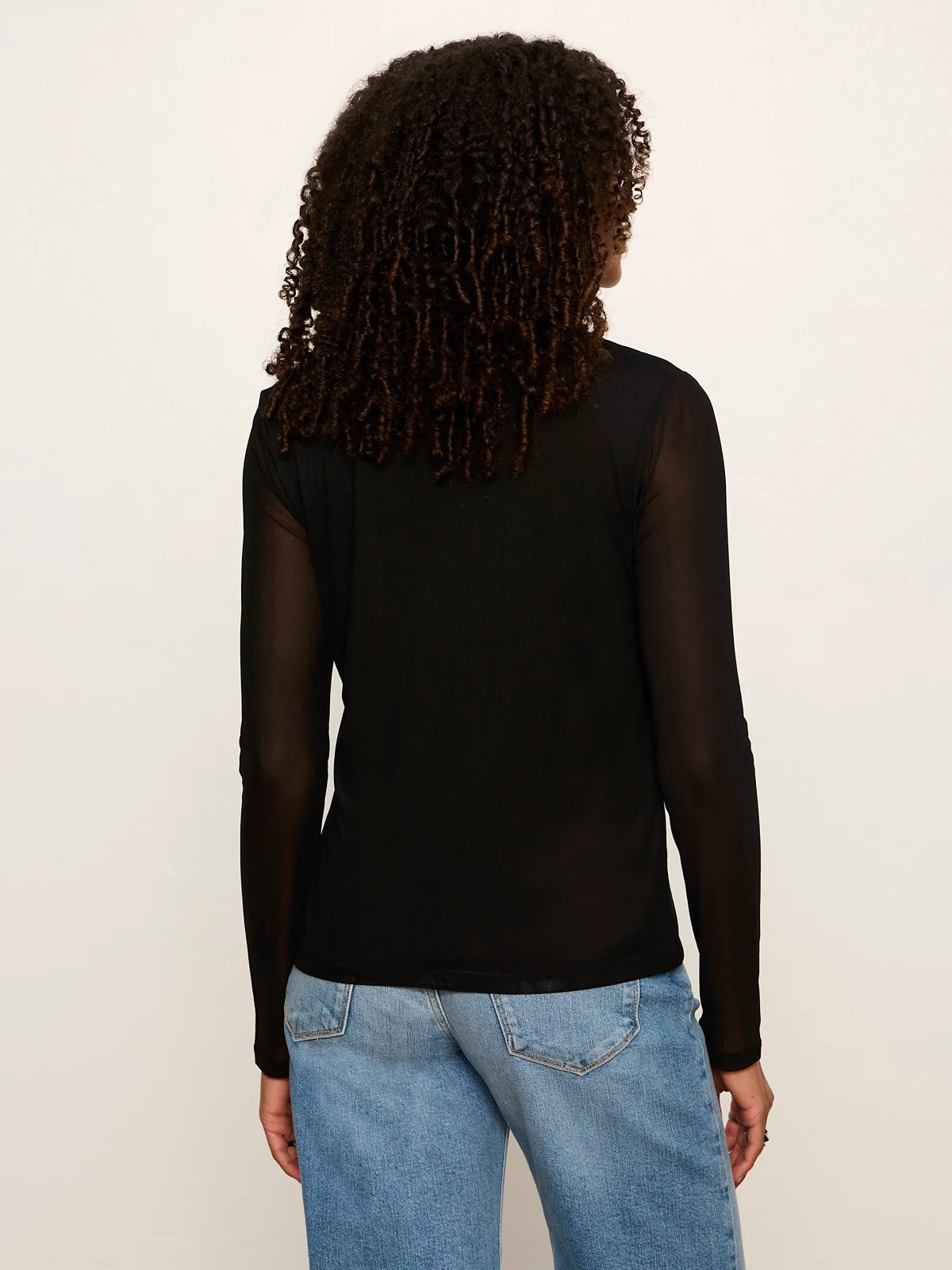 Mesh Long Sleeve Cardigan in Black