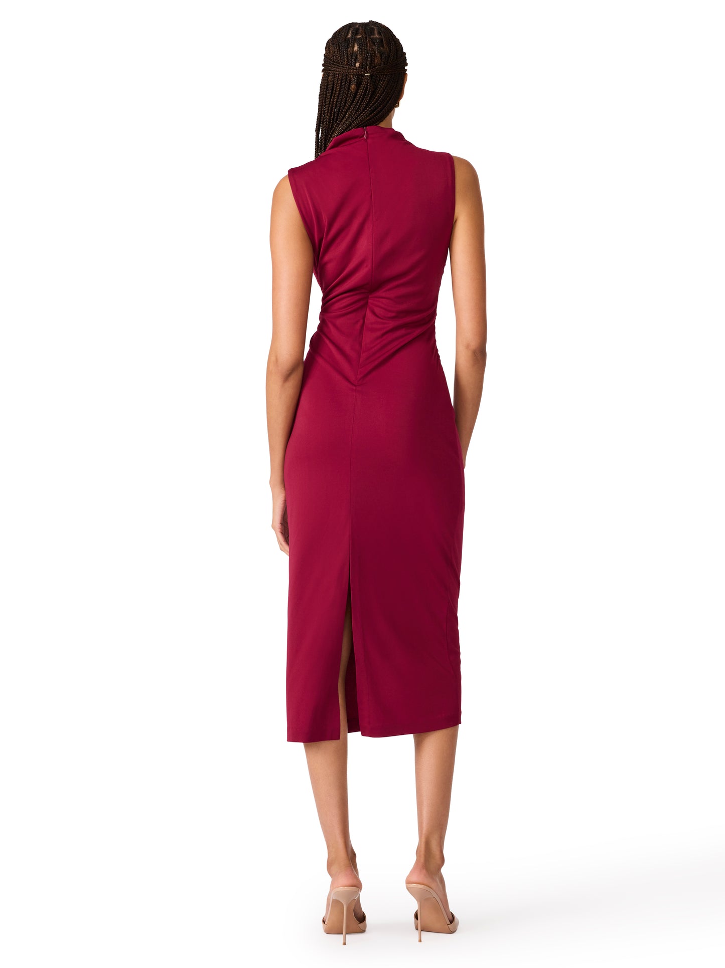 Mo Funnel Dress in Beet Red