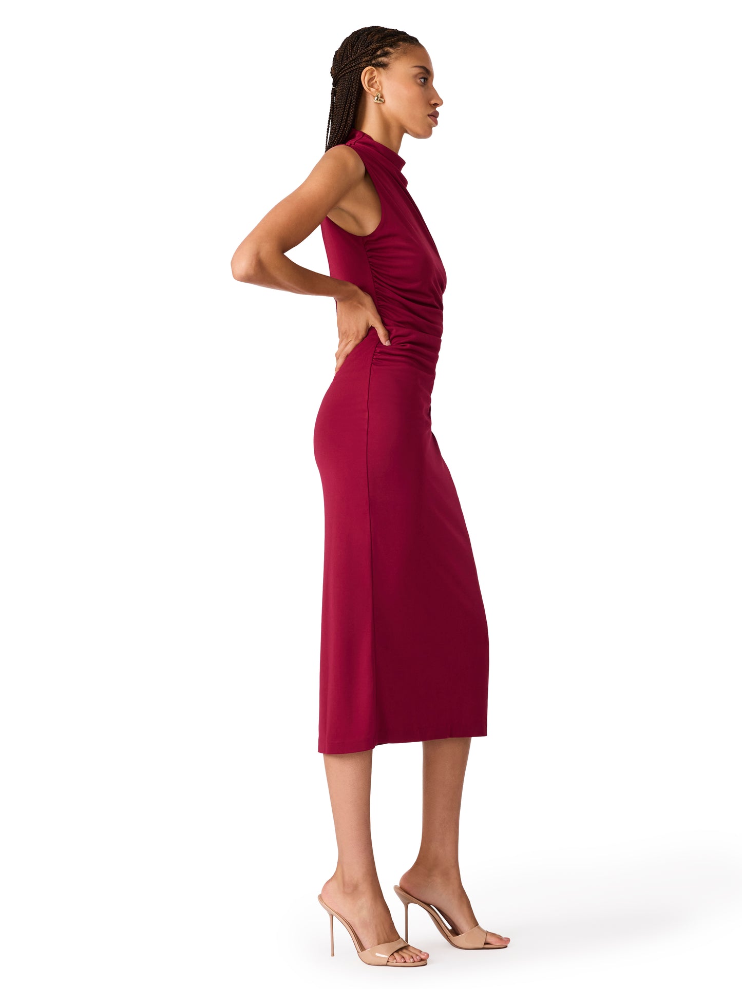Mo Funnel Dress in Beet Red