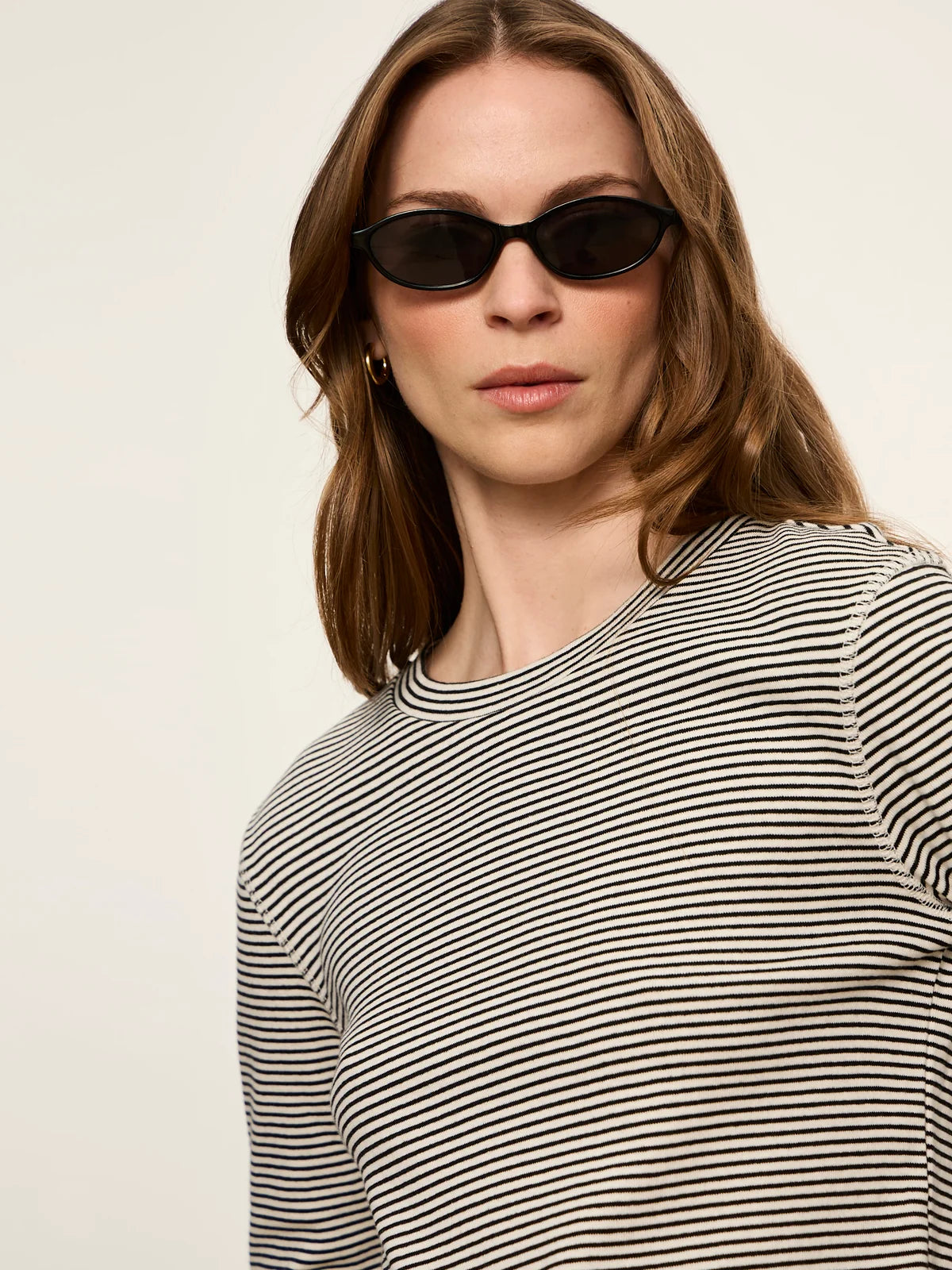 3/4 Mode Tee in Chalk French Stripe