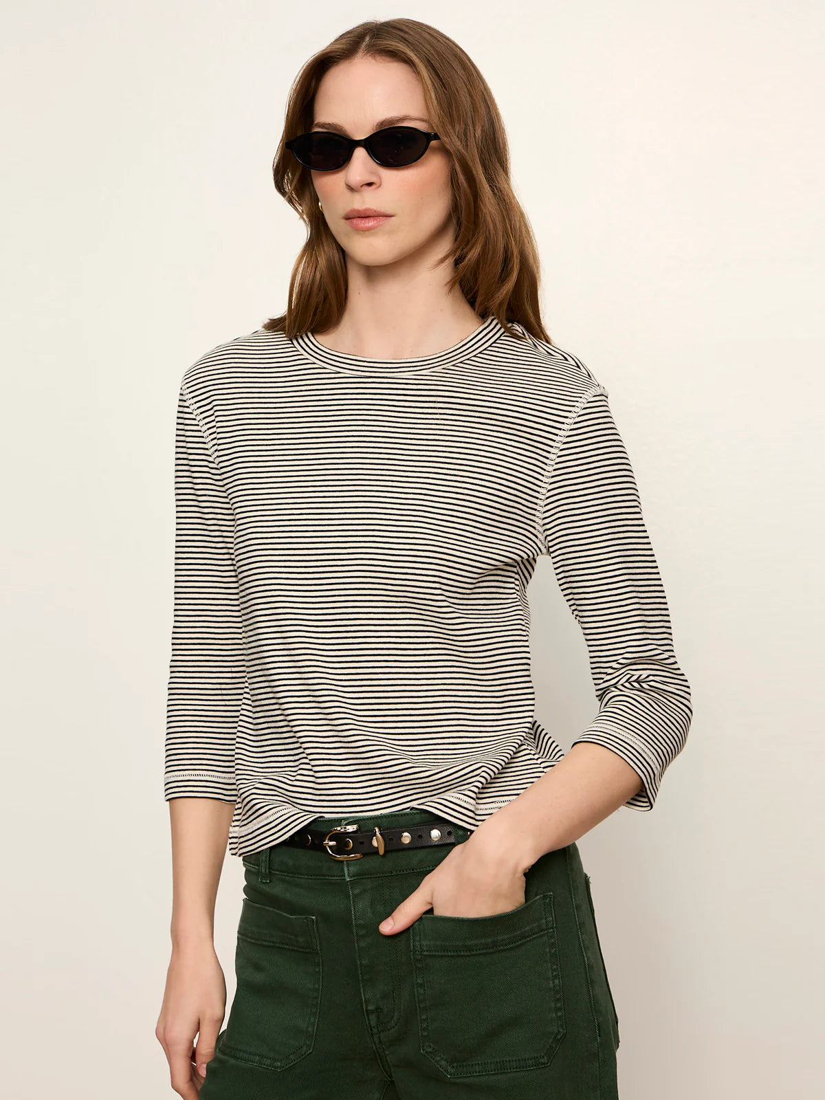 3/4 Mode Tee in Chalk French Stripe
