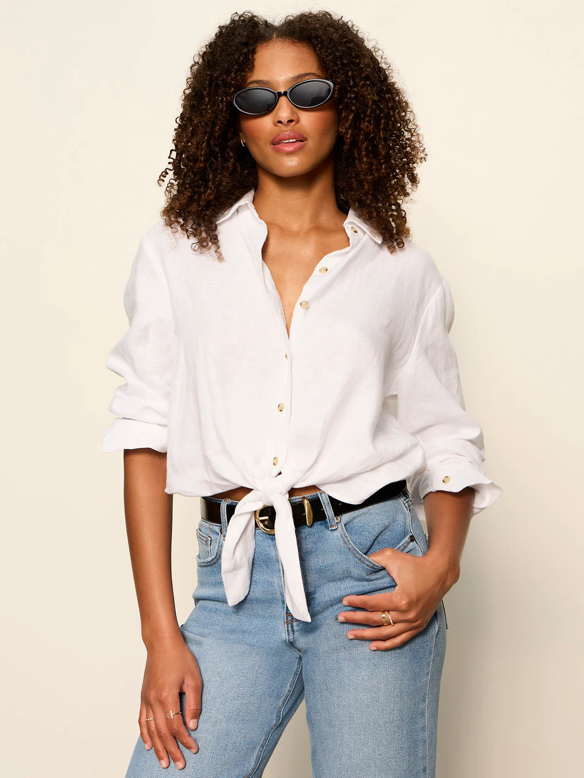 More Love Linen Tie Top in White