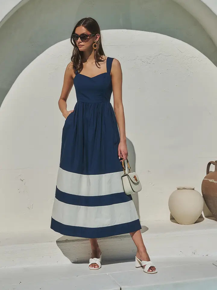 Murry Smocked Contrast Maxi Dress