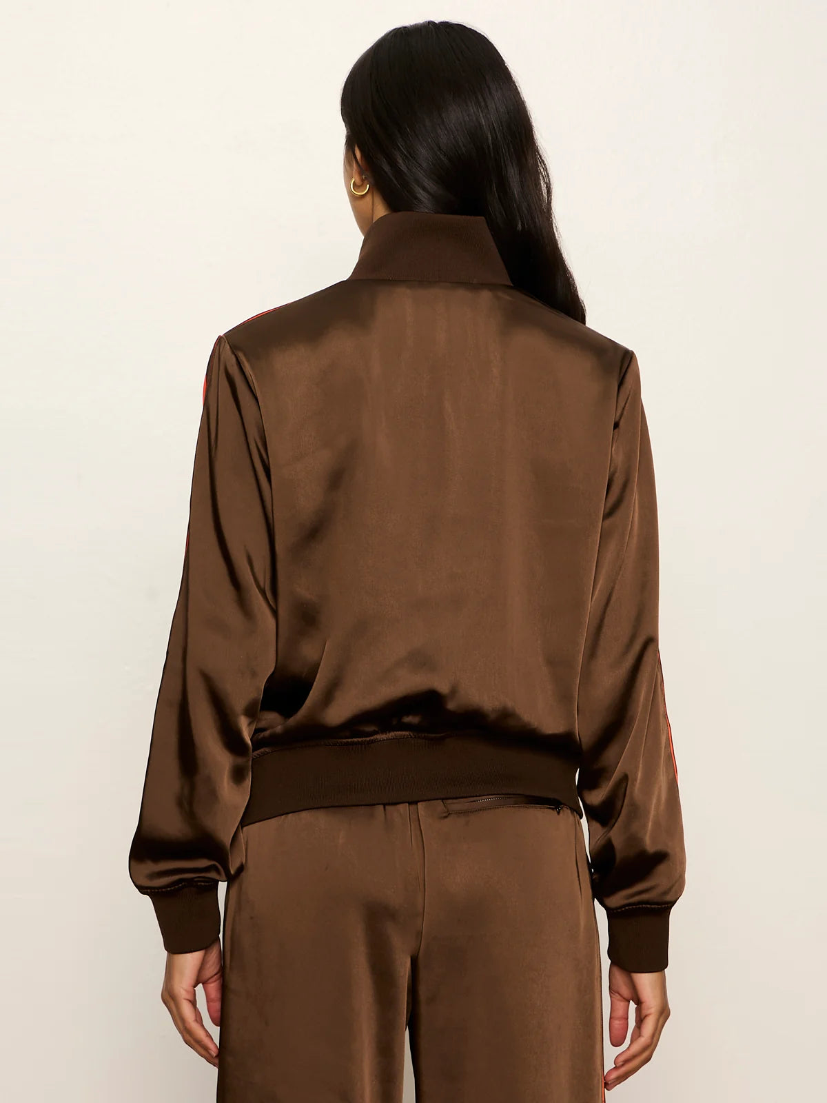 On Track Satin Jacket in Espresso Martini