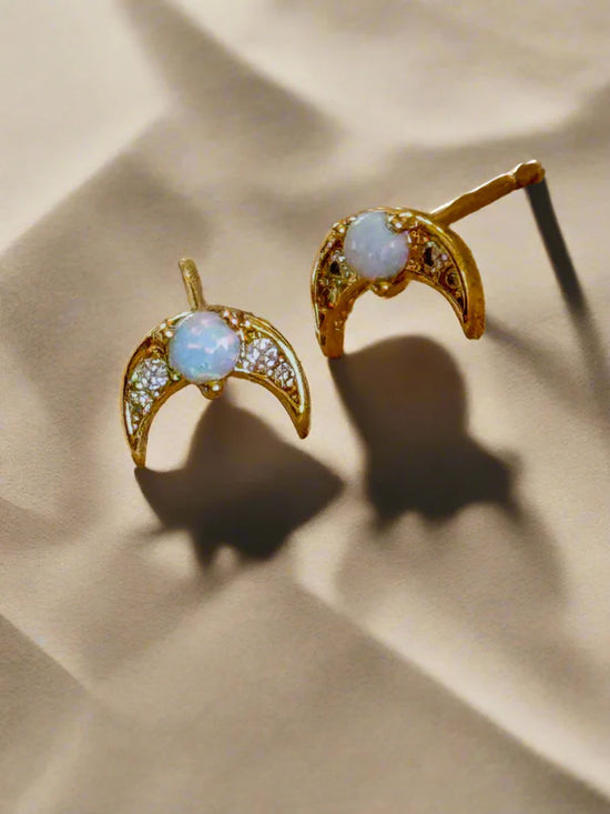 Opal Moon Earrings