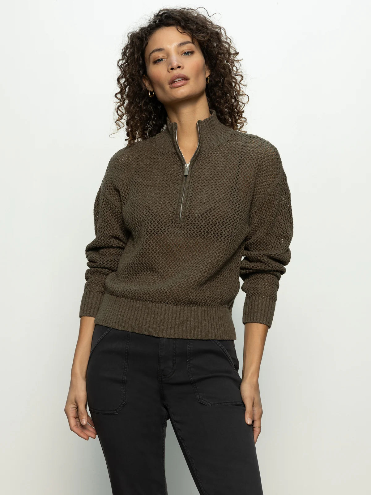 Open Knit Half Zip