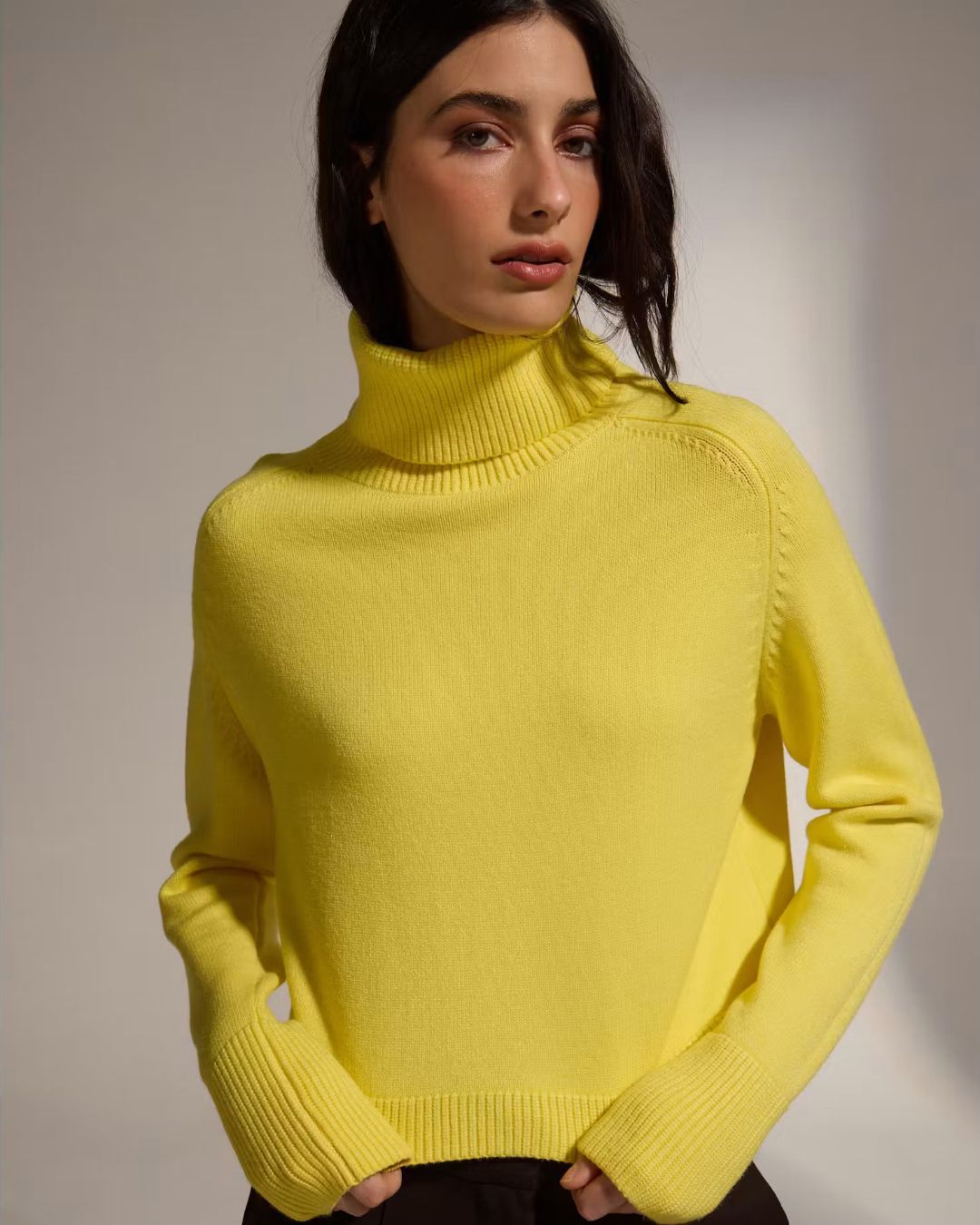 Pugliese Turtleneck Sweater in Lemon