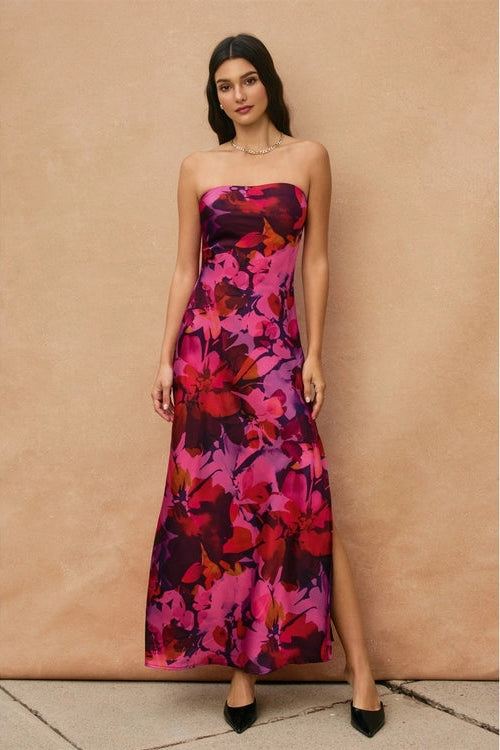 Palm and Petal Strapless Maxi Dress