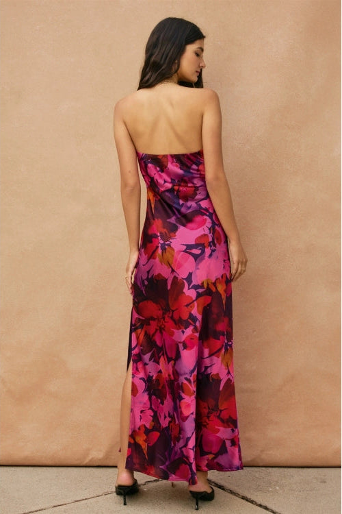 Palm and Petal Strapless Maxi Dress