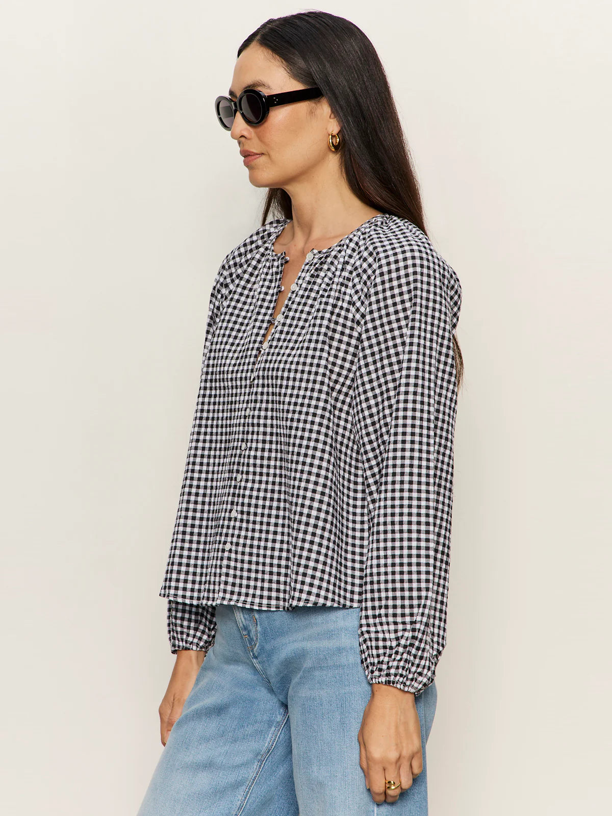 Perfect Gingham Button Blouse