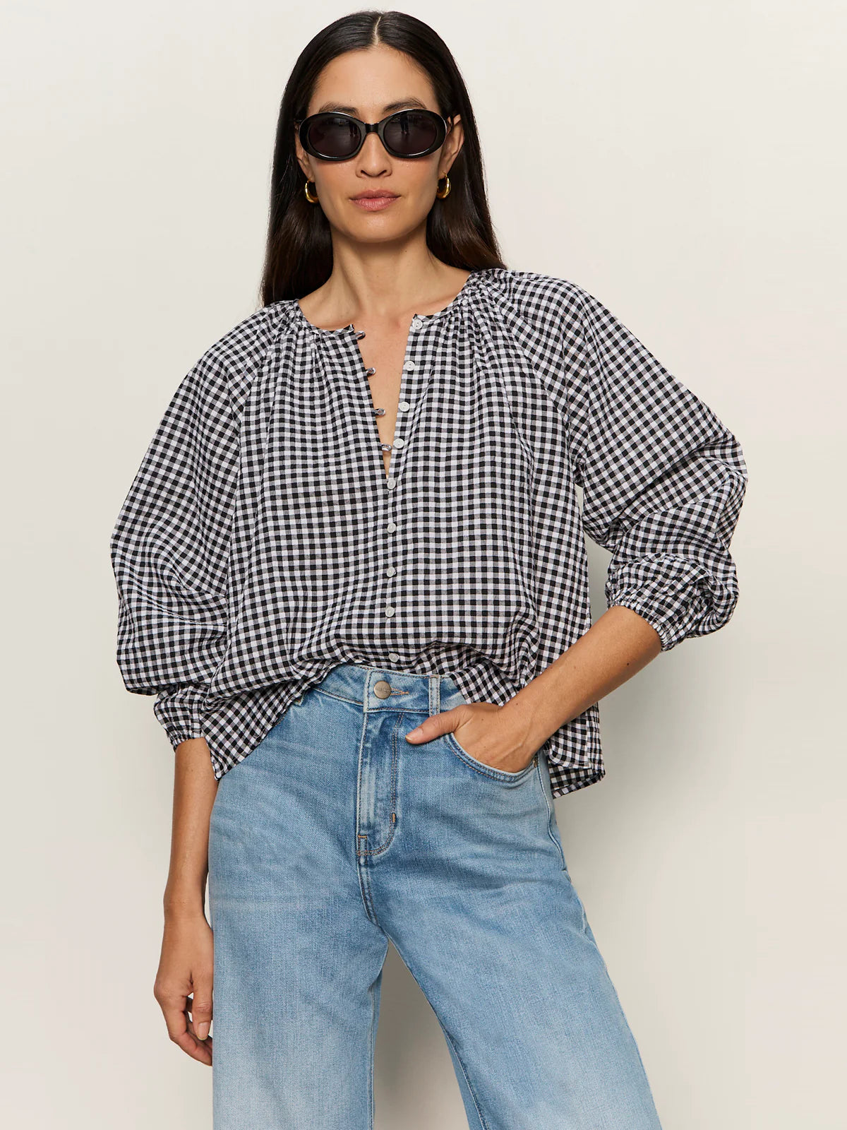 Perfect Gingham Button Blouse