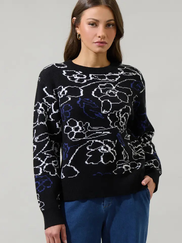 Perry Floral Dropped Shoulder Sweater