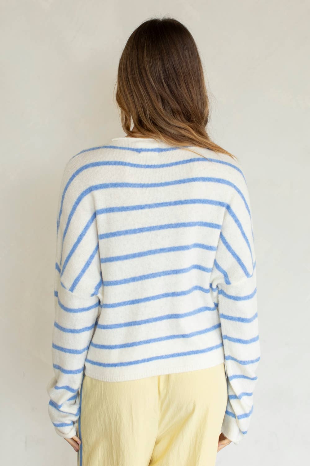 Cabana Striped Piper Cardigan in Ivory