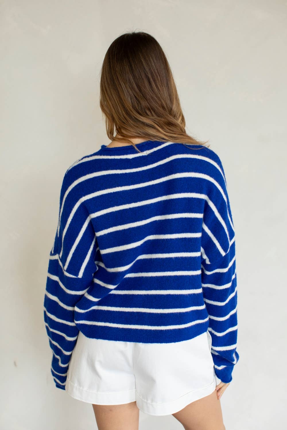 Cabana Striped Piper Cardigan in Royal Blue