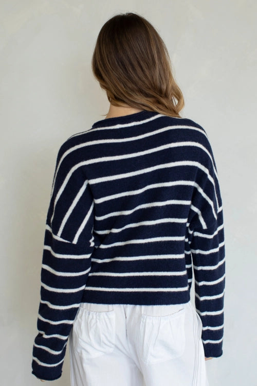 Cabana Striped Piper Cardigan Midnight