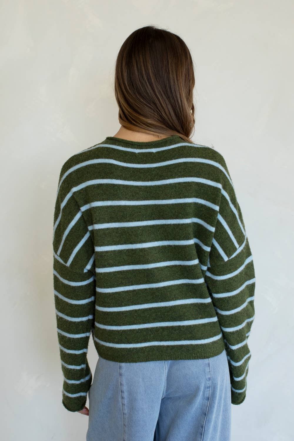 Cabana Striped Piper Cardigan in Olive