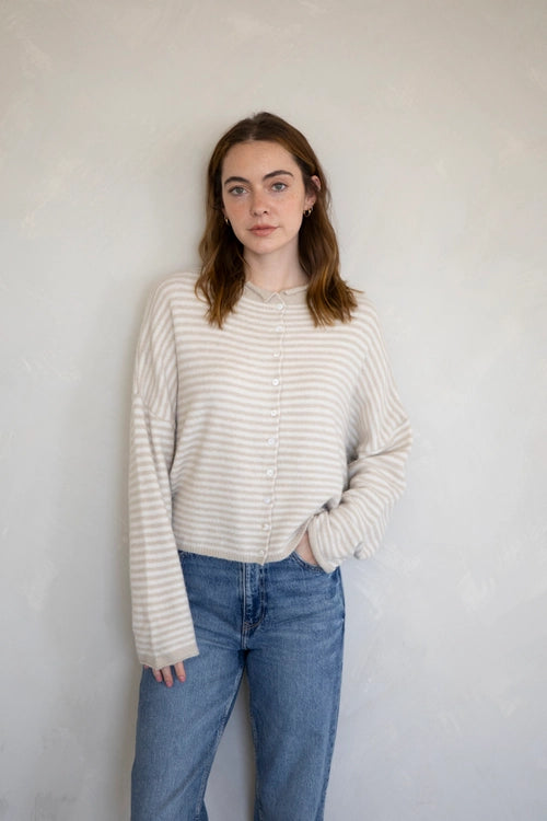 Piper Cardigan Mini Stripe in Cream