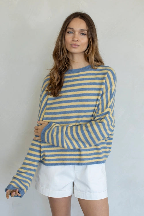 Piper Striped Pullover Sweater in Butter