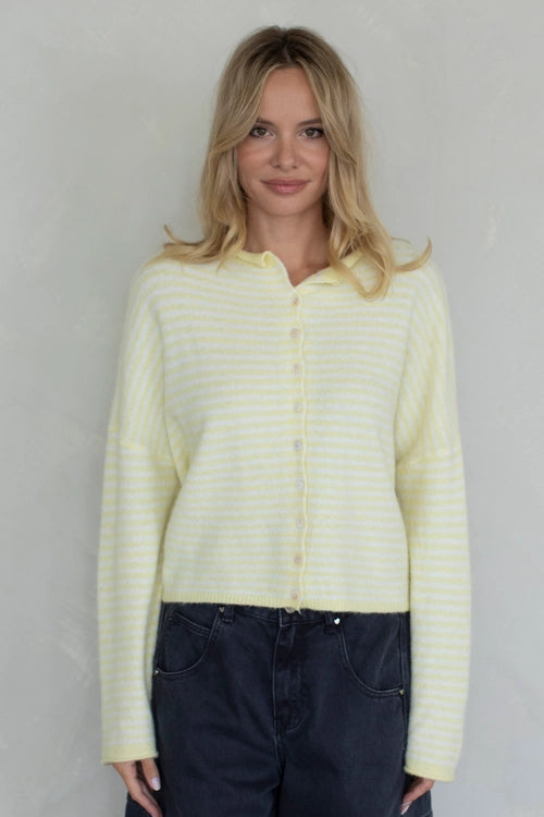 Piper Cardigan Butter Mini Stripe